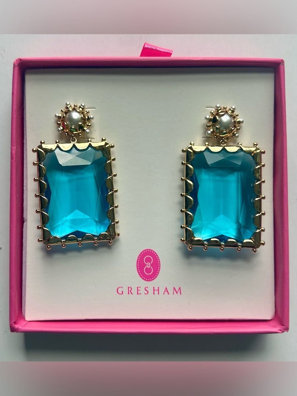 Gresham Turquoise Crystal Drop Earrings - Gold Setting